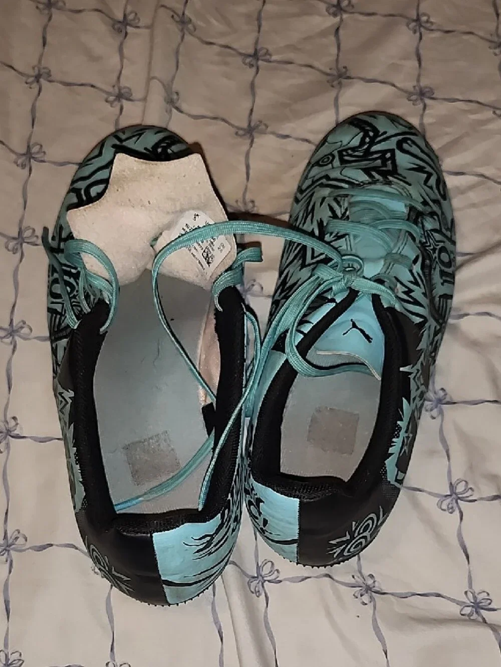 Puma Teal Black Graphic Soccer Cleats - Men's Athletic Shoes
